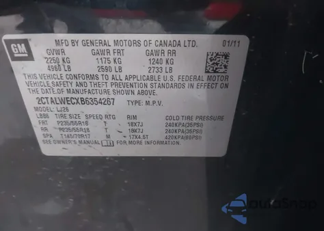 2011 GMC Terrain Slt-2 from USA, damaged, VIN 2CTALWECXB6354267